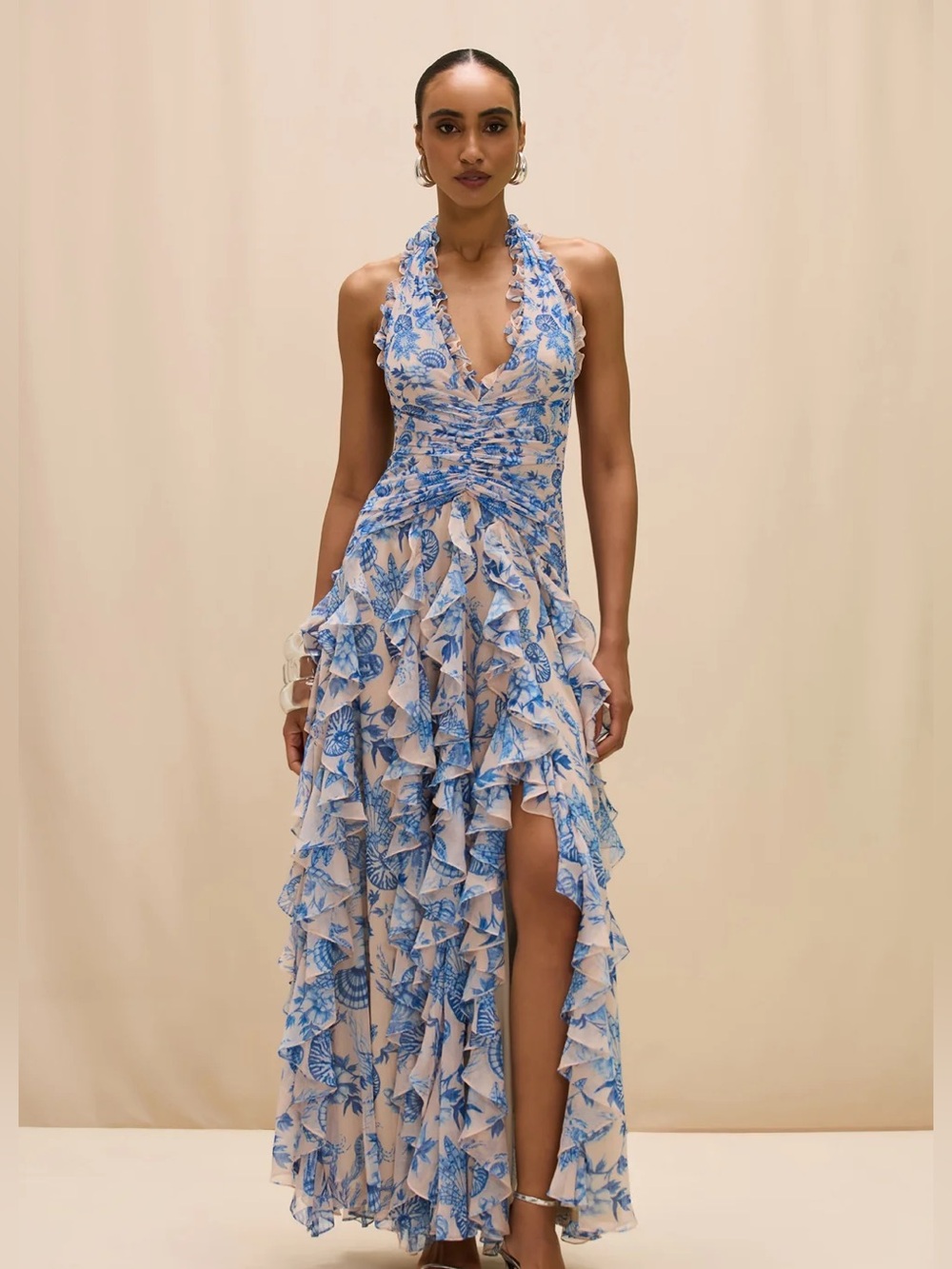 PatBO EDEN ROCK SEASHELL PLUNGE GOWN